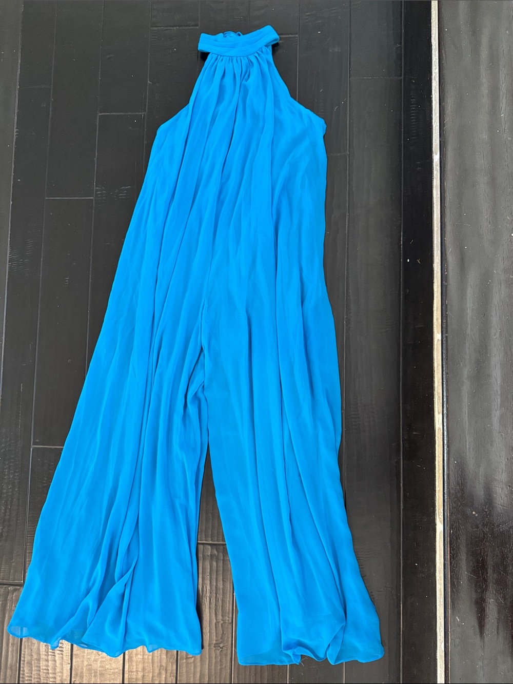 1.STATE Vibrant Blue Halter Wide-Leg Jumpsuit